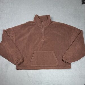 Fabletics Rayne Polar Fleece Quarter Zip Brown Pullover